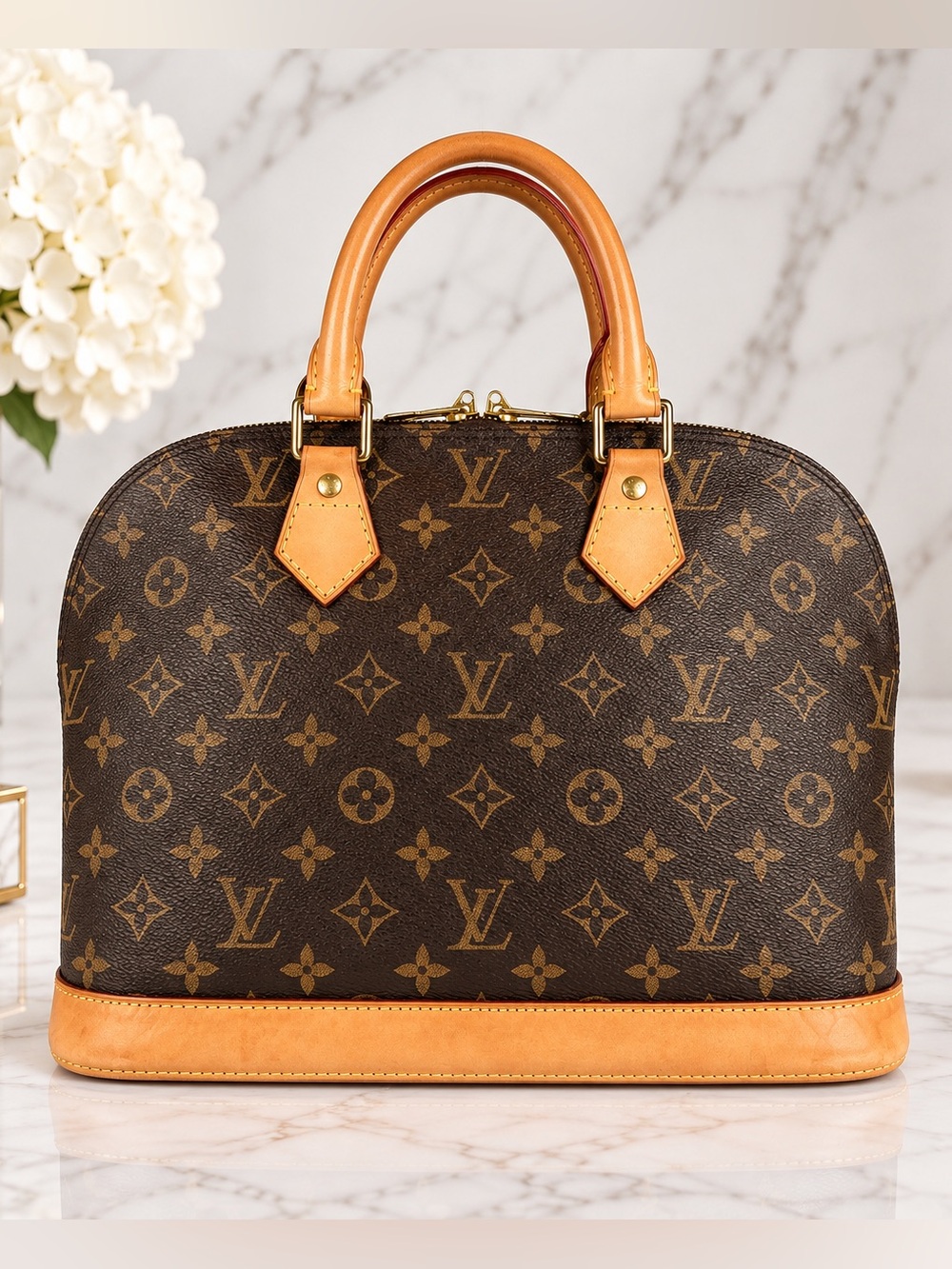 Louis Vuitton Alma PM Monogram Handbag Vintage Top Handle Bag | Entrupy COA